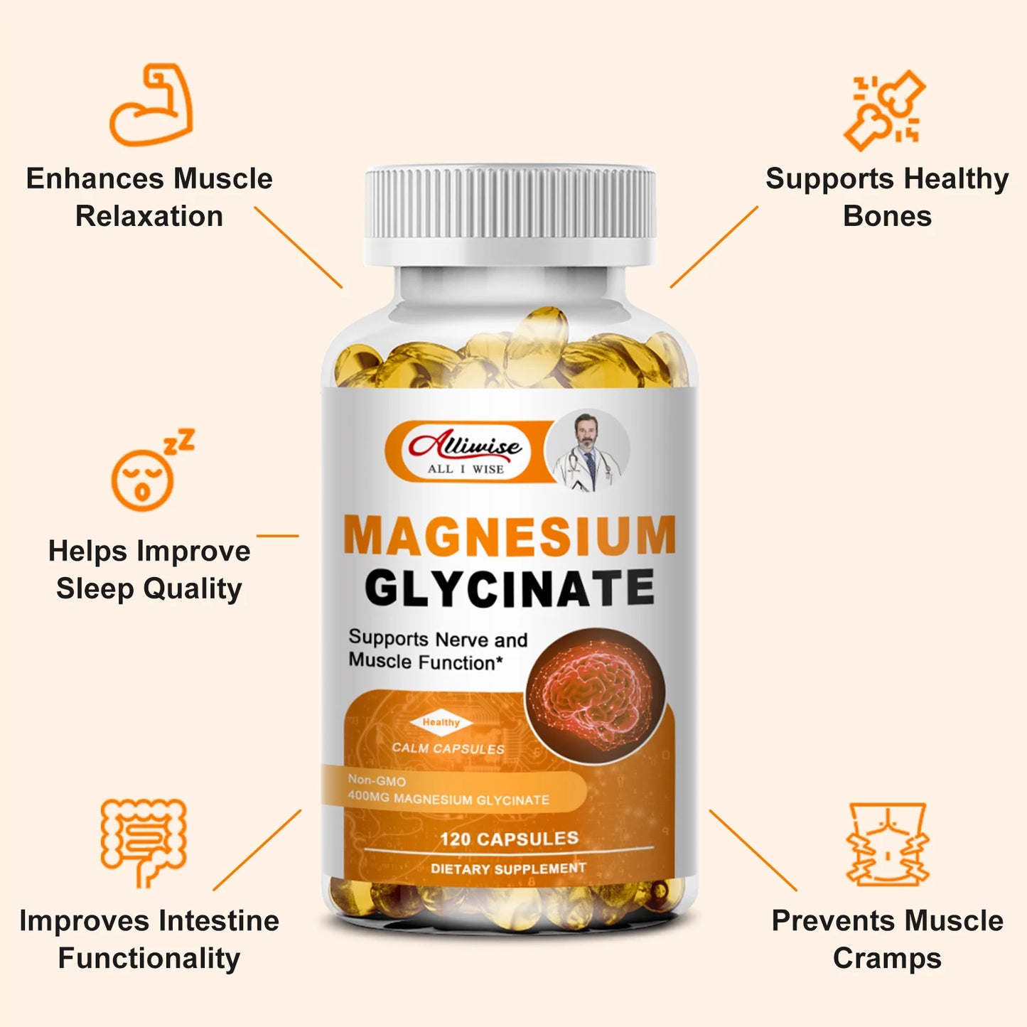 Magnesium Glycinate 500mg + Zinc, Vitamin D3 & B6 – High Absorption Veggie Capsules | 120 Count Peaceful Pleasures Health and Wellness