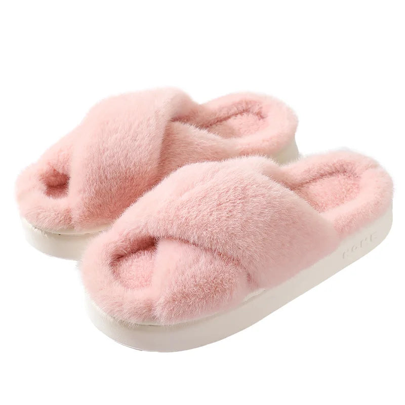 Women's Fluffy Plush Winter Slippers | Warm Indoor House Shoes