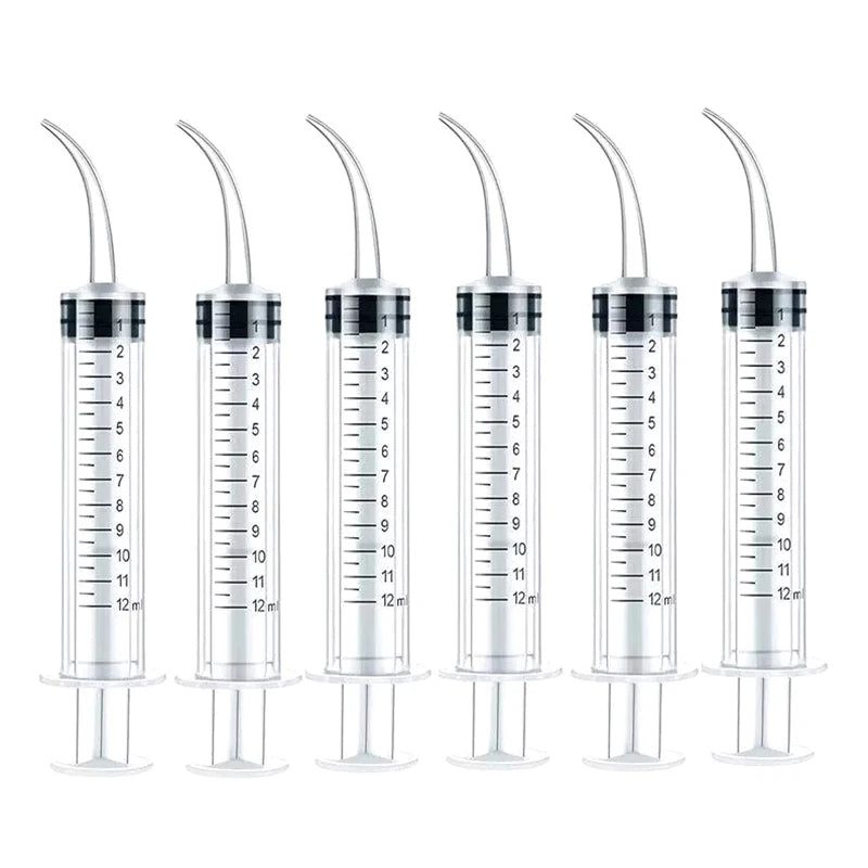 12ml Plastic Liquid Dispensing Syringes – Curved & Straight, 3/6 Pcs