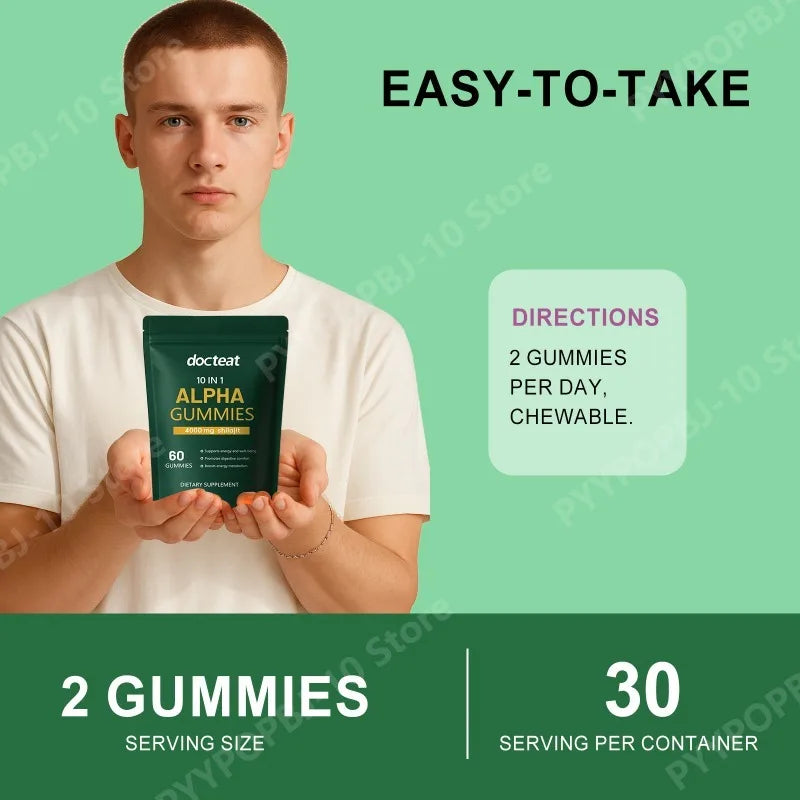 Docteat 10-in-1 ALPHA Gummies – Shilajit, Ashwagandha & Maca
