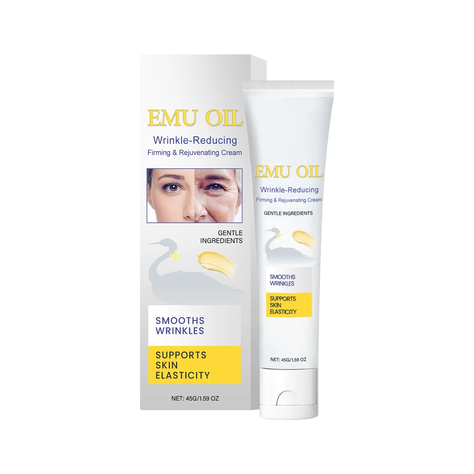Emu Oil Wrinkle Reducing Cream Firming Lifting Skin Rejuvenating Improve Elasticity Tightening Smoothing Fine Lines Face Care Peaceful Pleasures Health and Wellness 45g boxed