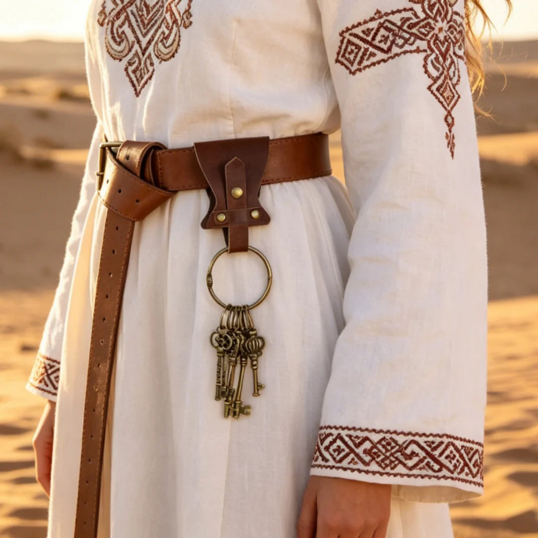 Retro Metal Keychains Circular Rings Cosplay Belts Medieval Clothing
