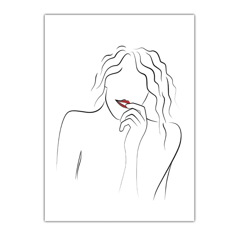 Nordic Minimalist Line Art Female Portrait Canvas Print Canvas Wall Art Peaceful Pleasures Health and Wellness 02 20x25cm No Frame China Mainland
