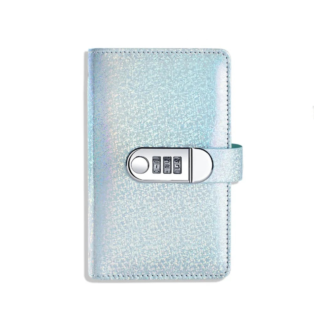 PU Leather Cover 100 Envelope Challenge Binder Reusable Waterproof Password Lock Saving Notebook Shiny Large Capacity Peaceful Pleasures Health and Wellness Blue