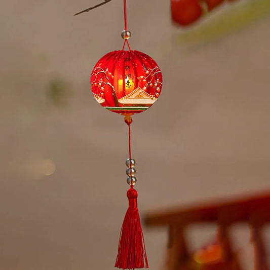 2026 Horse Year Chinese New Year Handmade Glowing Cloth Lantern Decorative Lantern Oasis Select Style 8 7.3x5.5cm