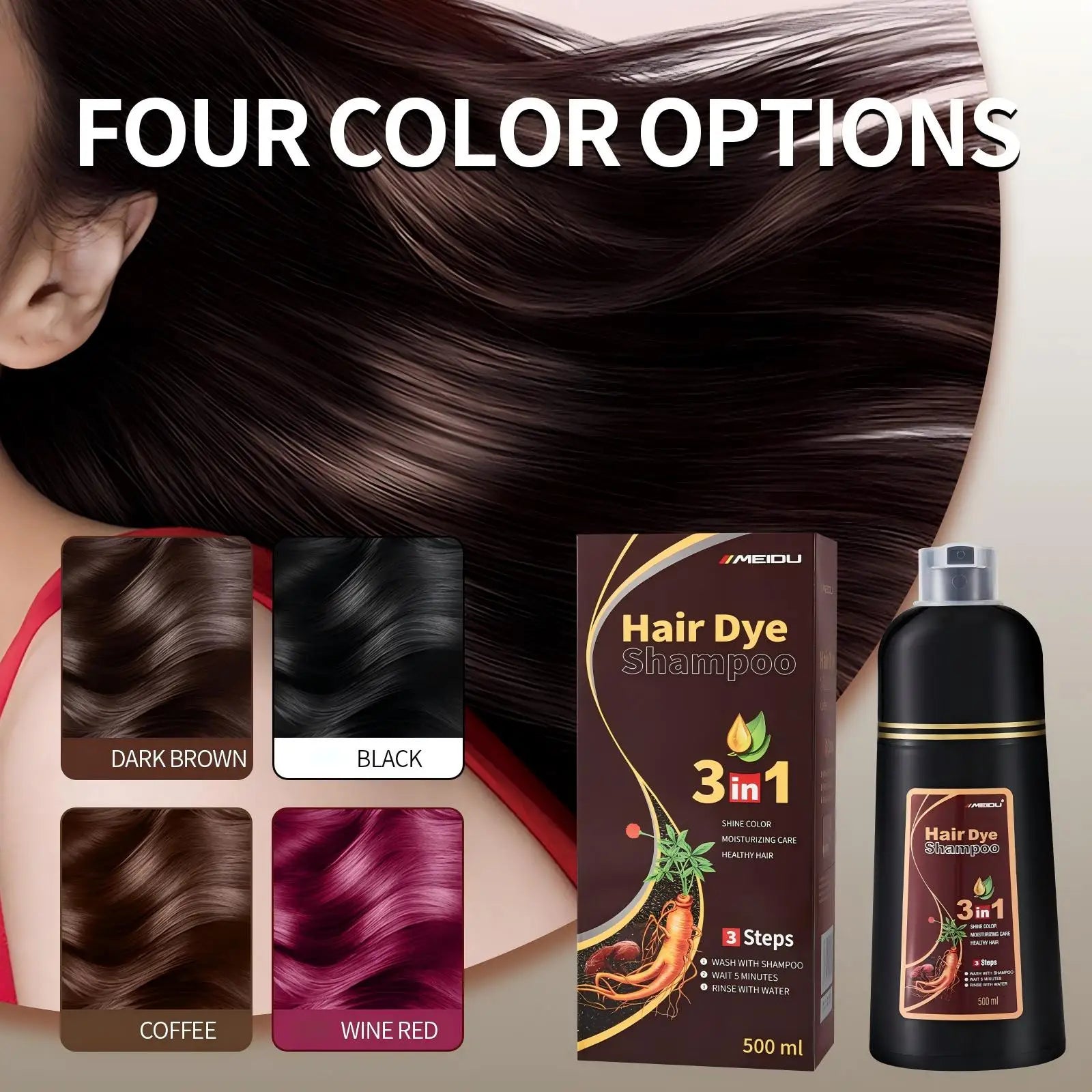 Versatile 3in1 Hair Dye Shampoo for Men and Women Peaceful Pleasures Health and Wellness