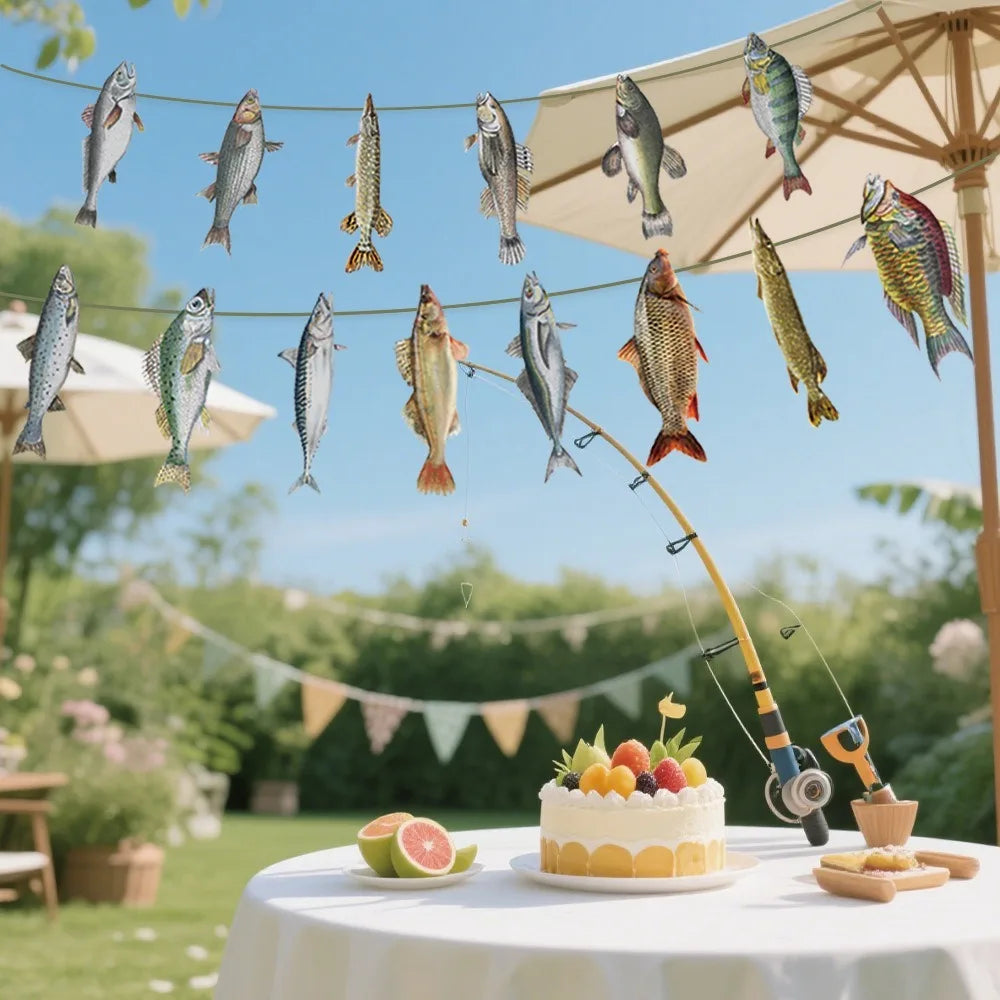 Colorful Fishing Hanging Banner – Paper Fish Garland Decor