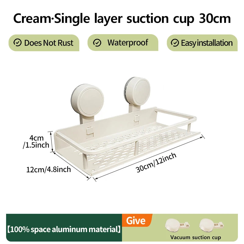 No-Drill Suction Cup Wall Rack | Kitchen & Bathroom Organizer