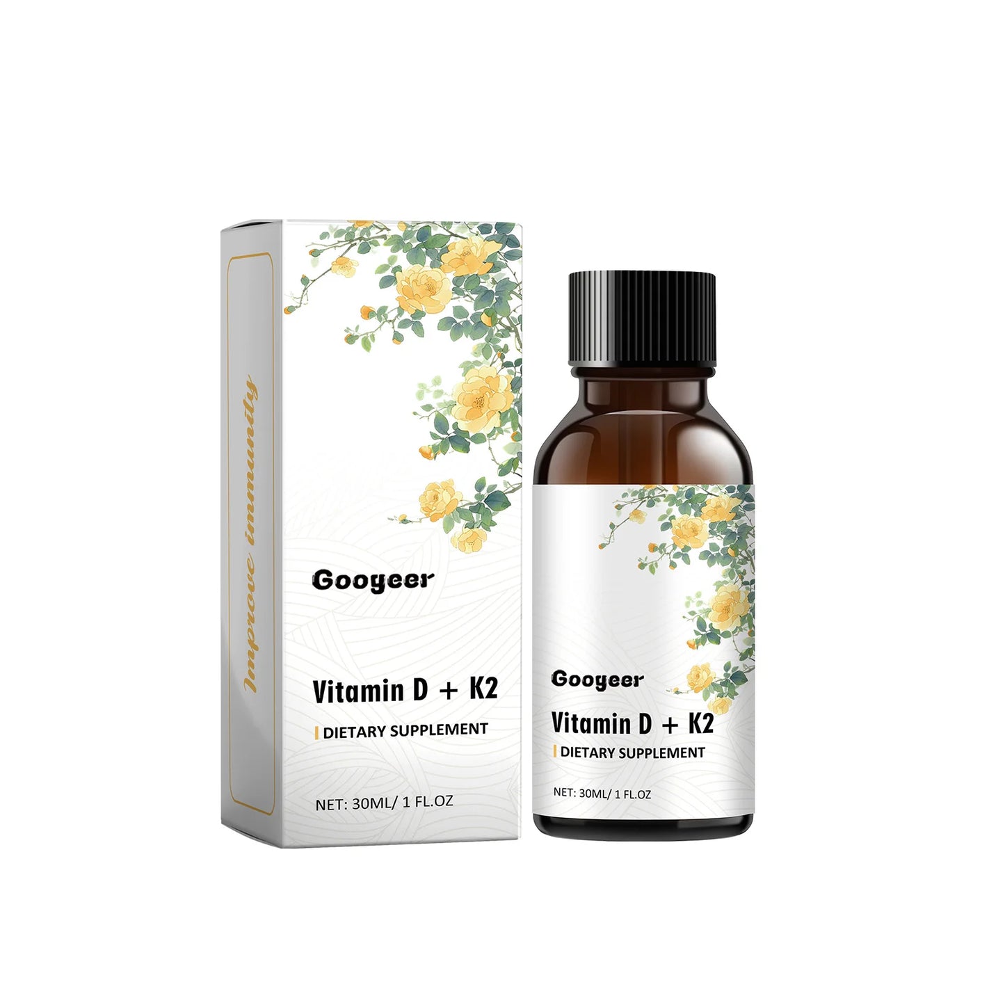 Vitamin D3 K2 Liquid Drops | Bone Wellness | NonGMO | 30ml