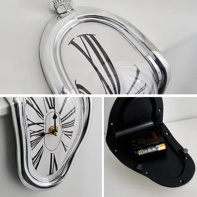2024 New Novel Surreal Melting Distorted Wall Clocks Surrealist Salvador Dali Style Wall Watch Decoration Gift Home Garden Peaceful Pleasures Health and Wellness