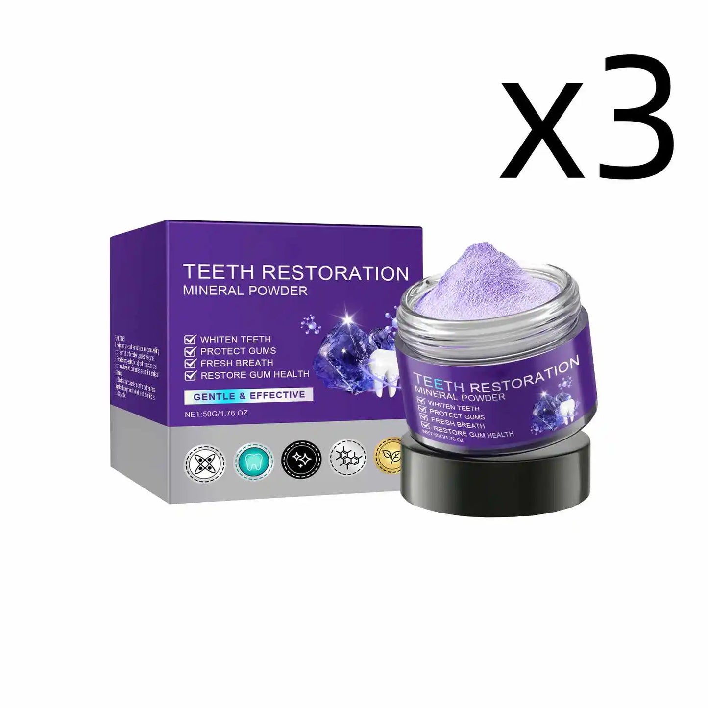 Purple Teeth Whitening Powder | Plaque Removal & Fresh Breath 50g