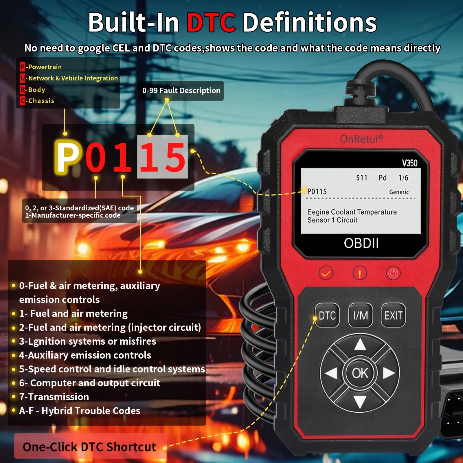 OBD2 Scanner V350 – Handheld Car Diagnostic Tool & DTC Reader Peaceful Pleasures Health and Wellness