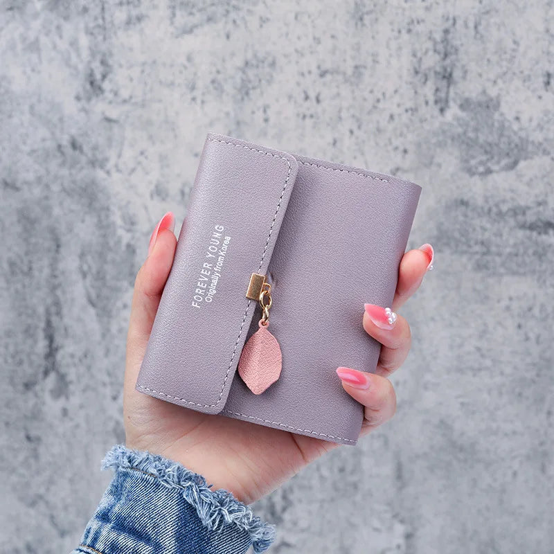 Korean Tri-Fold Ladies Wallet | PU Coin Purse & Money Clip