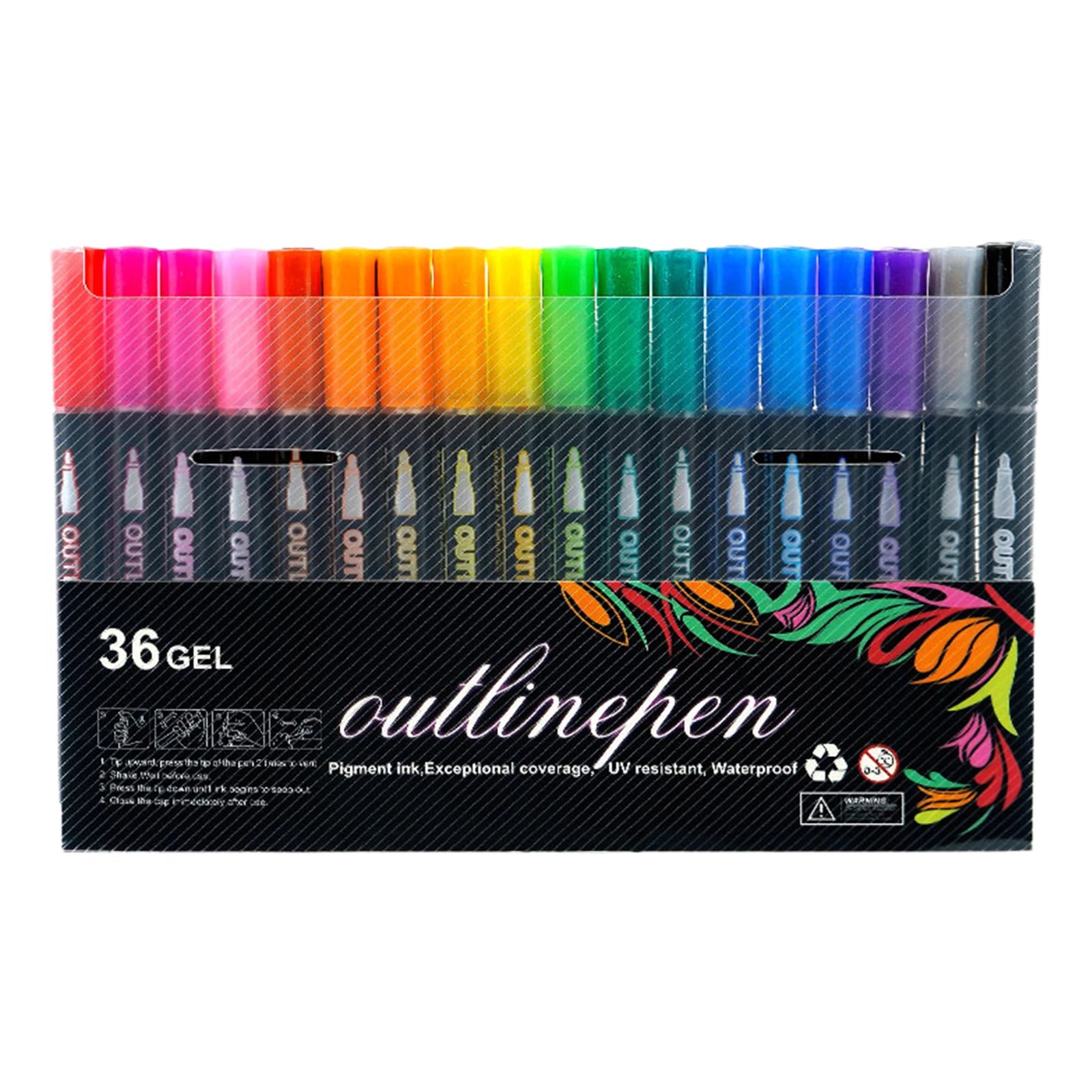 Self-Outline Metallic Glitter Pens Sparkle Doodle Shimmer Marker Drawing Pens for Journaling Coloring Art Planning Supplies Peaceful Pleasures Health and Wellness 36pcs