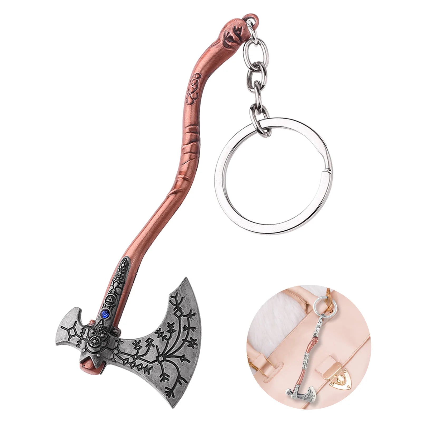 Keychain with Axe Shape Pendant Lightweight Key Purse Handbag with Axe Charms for Holidays Birthdays Present Peaceful Pleasures Health and Wellness 1 Pcs