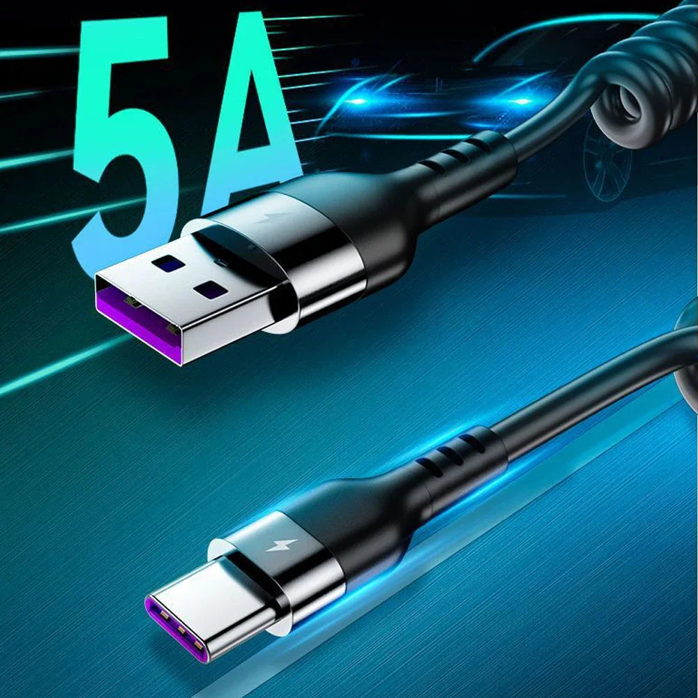 Retractable 5A Fast Charging Cable USB-C Micro USB Lightning