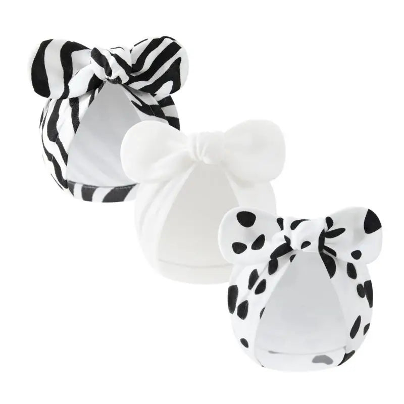 3-Pack Newborn Baby Bowknot Hats – Soft Cotton Infant Caps