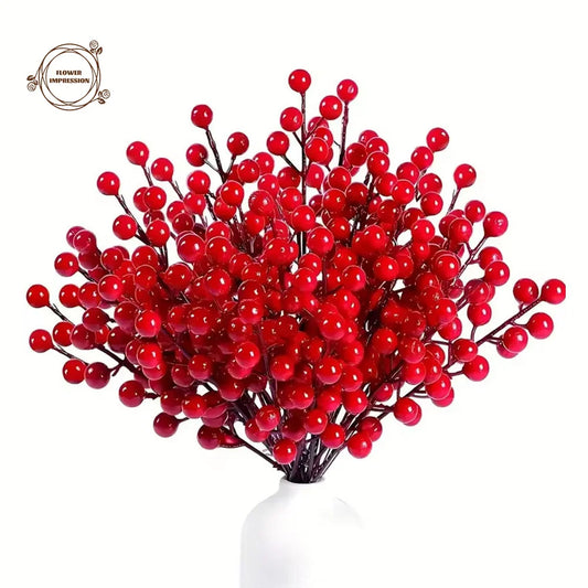 Artificial Holly Fruit Branches 10/30 PCS – Christmas Decor Artificial Flower Branch Peaceful Pleasures Health and Wellness