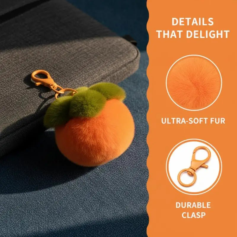 Plush Persimmon Lucky Keychain | Cute Bag Charm & Gift