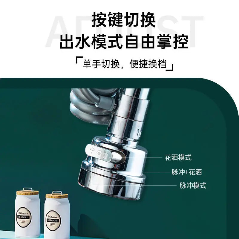 360° Rotating Faucet Extender – 3-Mode Water Saving Tap Filter