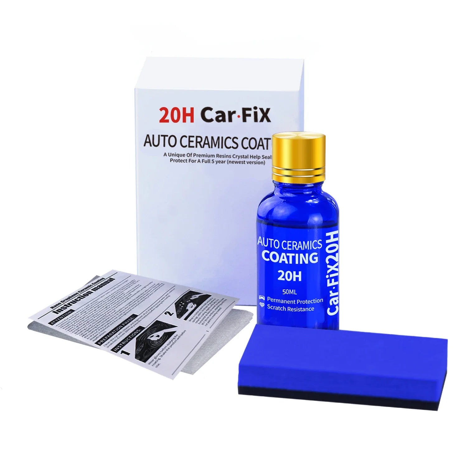 20H Car Coating Polishing Wax Anti-Scratch Paint Protection 5-year Guarantee Glossy Prolonging Paintworks Ceramic Liquid Glass Peaceful Pleasures Health and Wellness 50ml set