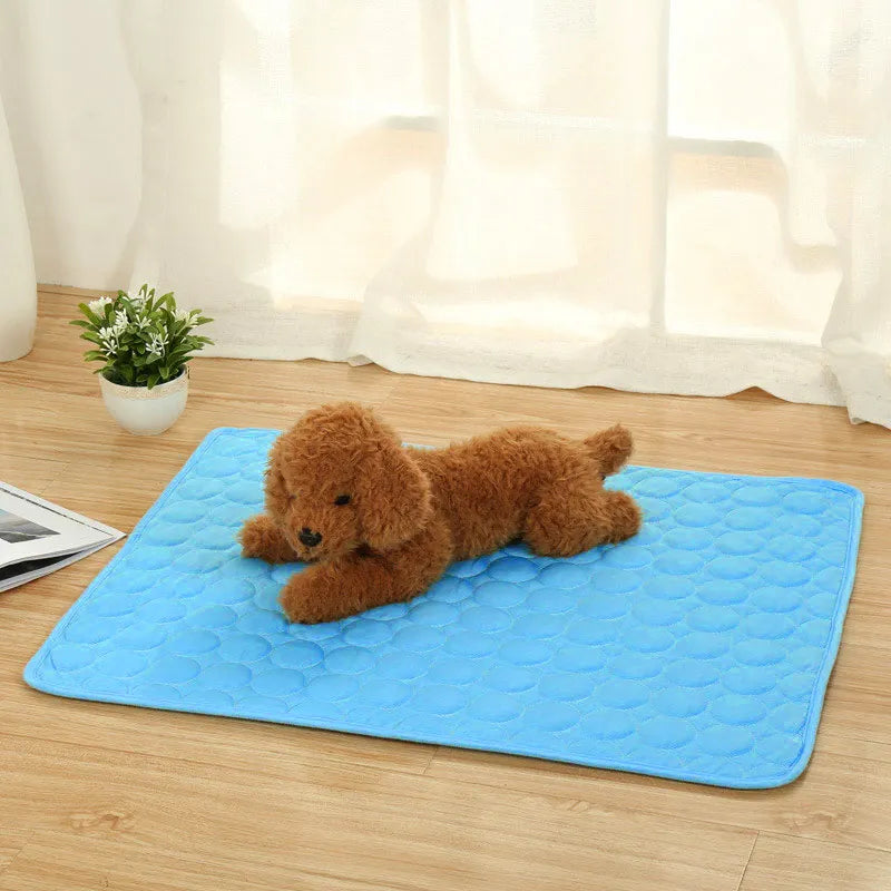 Dog Ice Silk Cooling Mat Ice Silk Washable Practical Cool and Breathable Pet Mat for Living Room Floor Peaceful Pleasures Health and Wellness