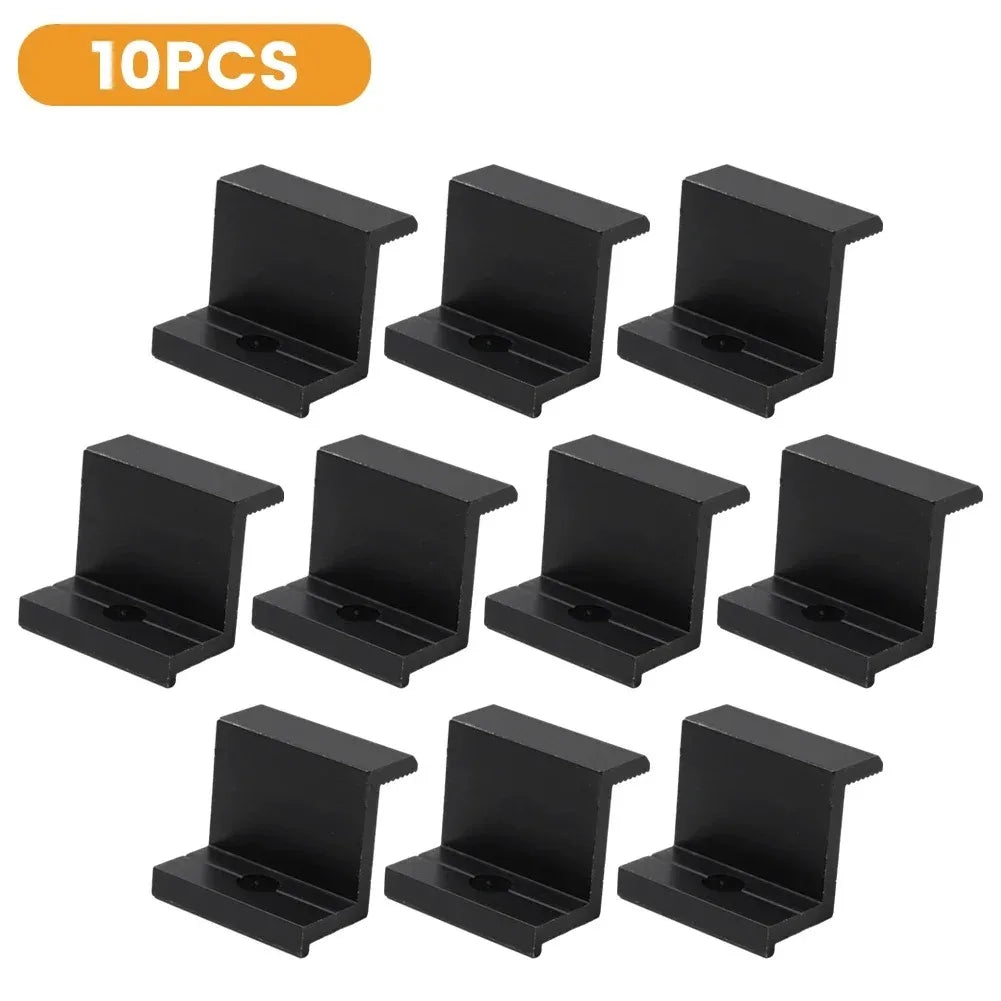 10Pcs Black Aluminum Alloy PV Solar Panel End Clamp Photovoltaic Bracket Mount Accessories Side Pressure Block Peaceful Pleasures Health and Wellness 30mm 10pcs