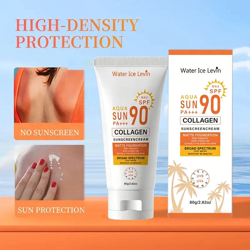 SPF 90 Collagen Sunscreen Cream | Matte, Reef-Friendly, 36H