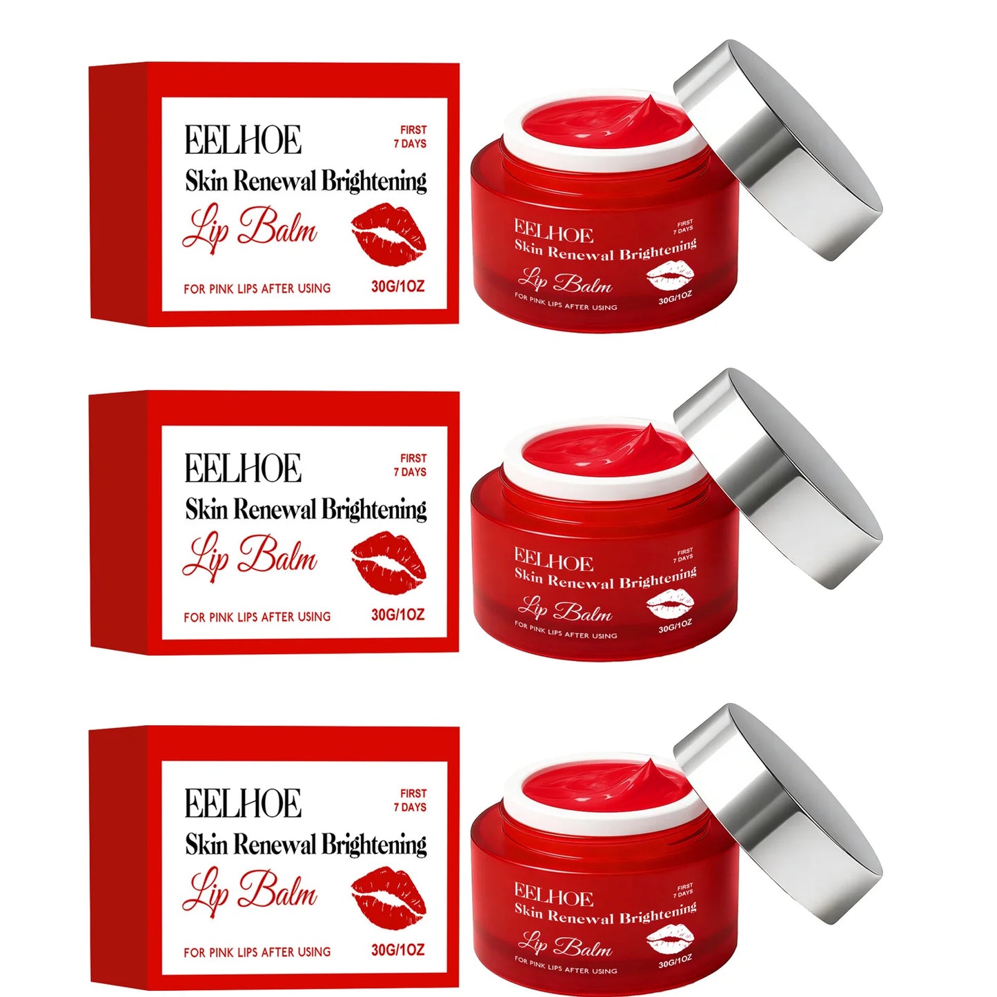 Hydrating Lip Balm Fading Lip Lines Reduce Dryness Lighten Pigmentation Brightening Moisturizing Soft Plump Pink Lips Care Cream Peaceful Pleasures Health and Wellness 3 x 30G Boxed