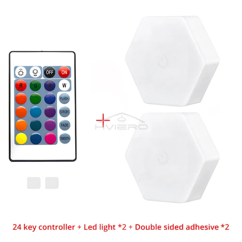 RGB Hexagon LED Wall Light – Touch & Remote Modular Honeycomb