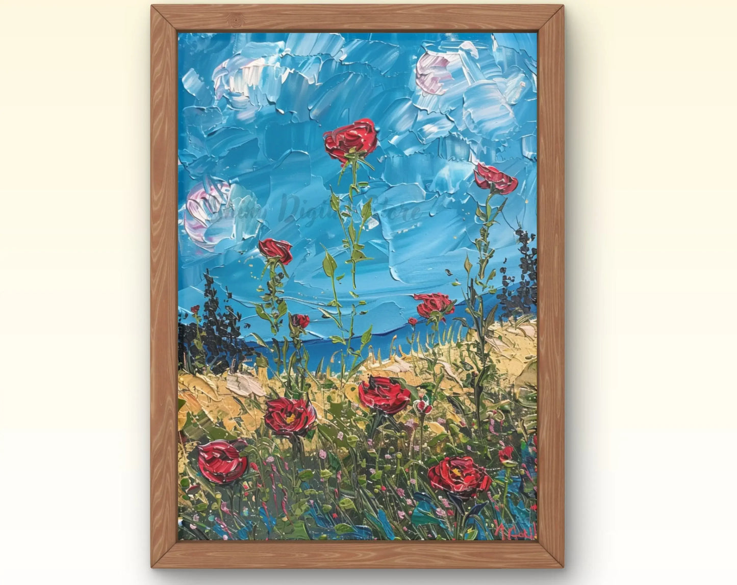 European Rural Scenery Floral Canvas Wall Art | Unframed Print