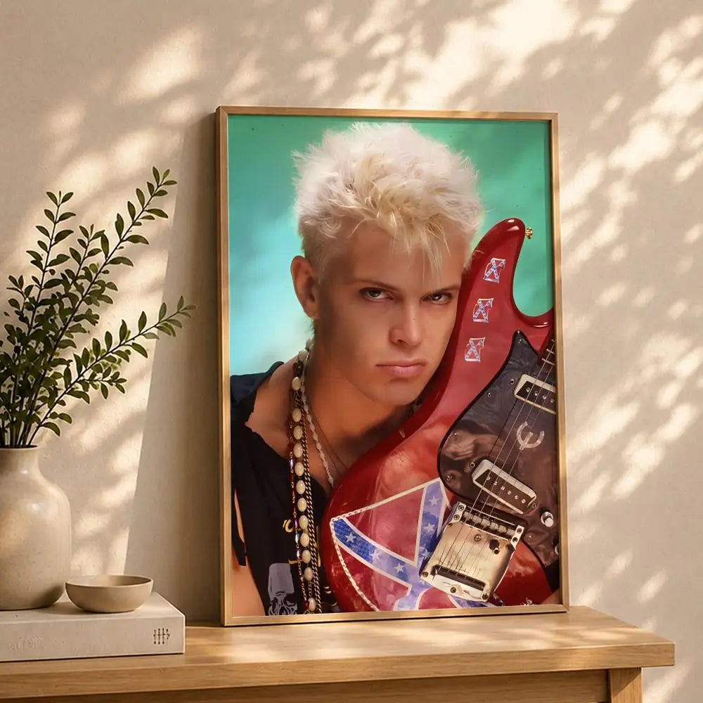 Singer B-Billy IdolS Poster HD Self Adhesive Waterproof Wall Art Ideal for Home Office Dorm Bedroom Great Gift Peaceful Pleasures Health and Wellness White15 50X70cmNoframe