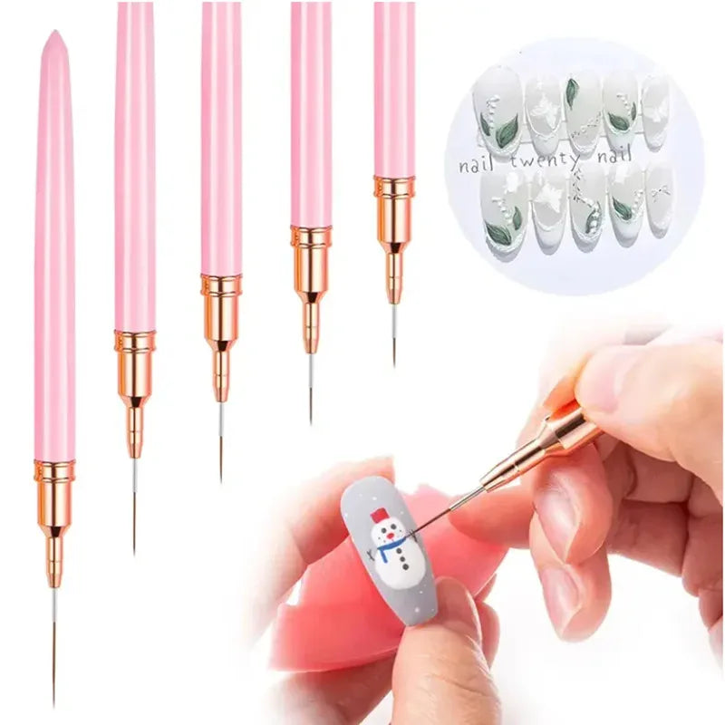 5-Piece Nail Art Liner Brush Set – UV Gel Manicure Tools