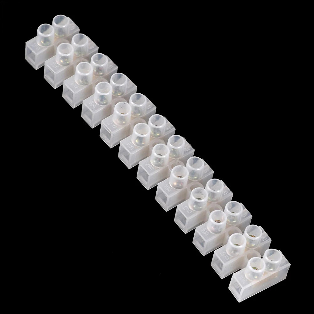 Dual Row 12-Position 10A Screw Terminal Block Wire Connector