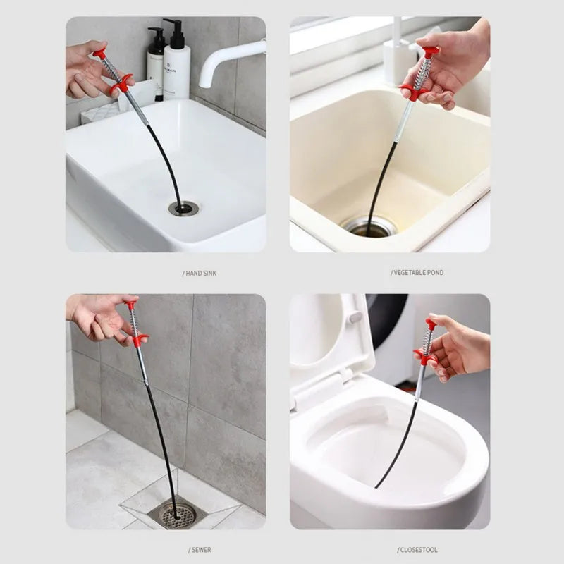 4-Claw Drain Snake Hair Clog Remover – 60cm Flexible Tool