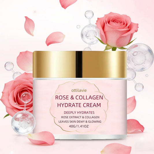Ottilavie Rose Collagen Hydrating Face Cream | All Skin Types Facial Moisturizer Cream Oasis Select