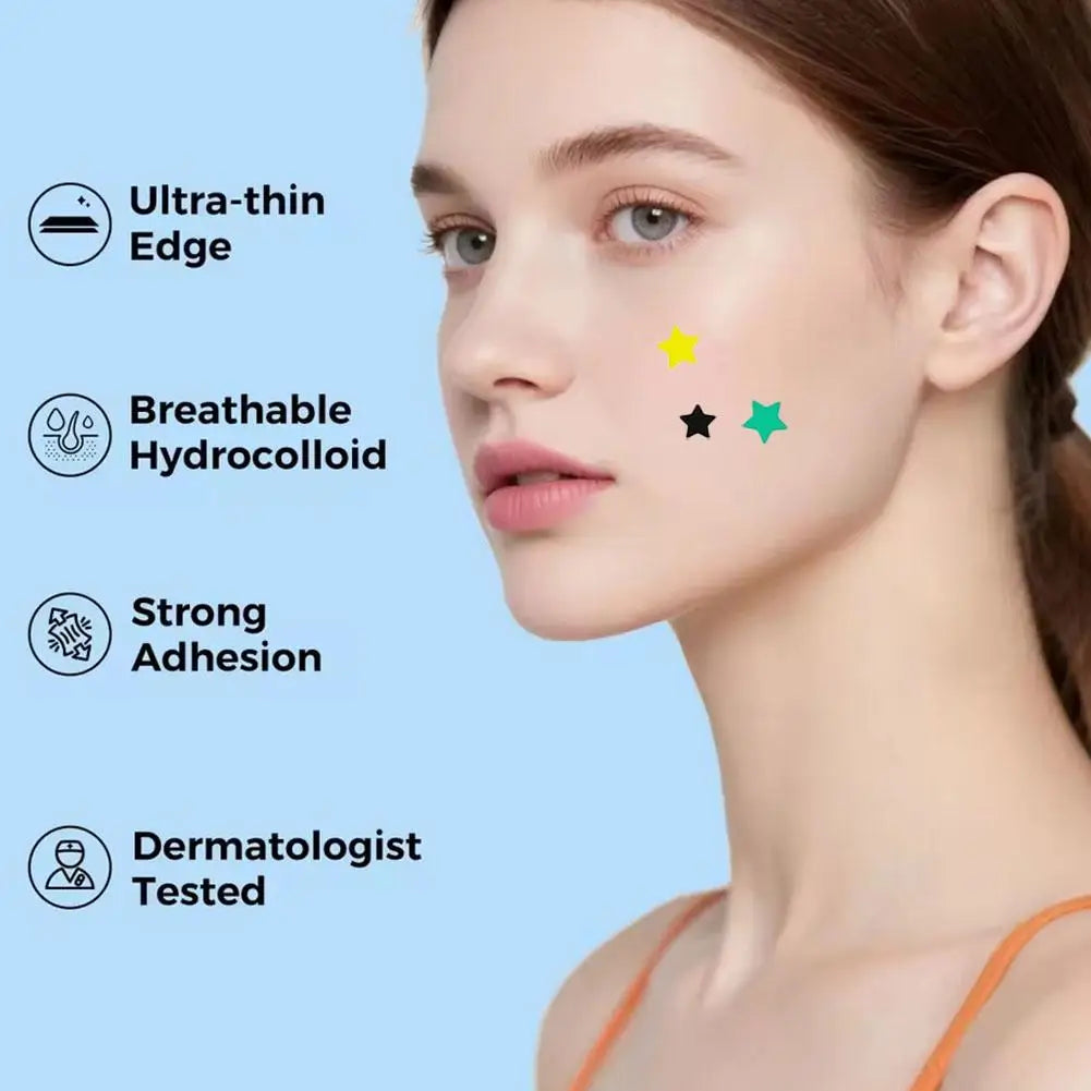 280/1120/1680pcs Star Hydrocolloid Acne Patches,Colorful Star Pimple Patches Ultra-thin Concealer Acne Patches For Face Peaceful Pleasures Health and Wellness