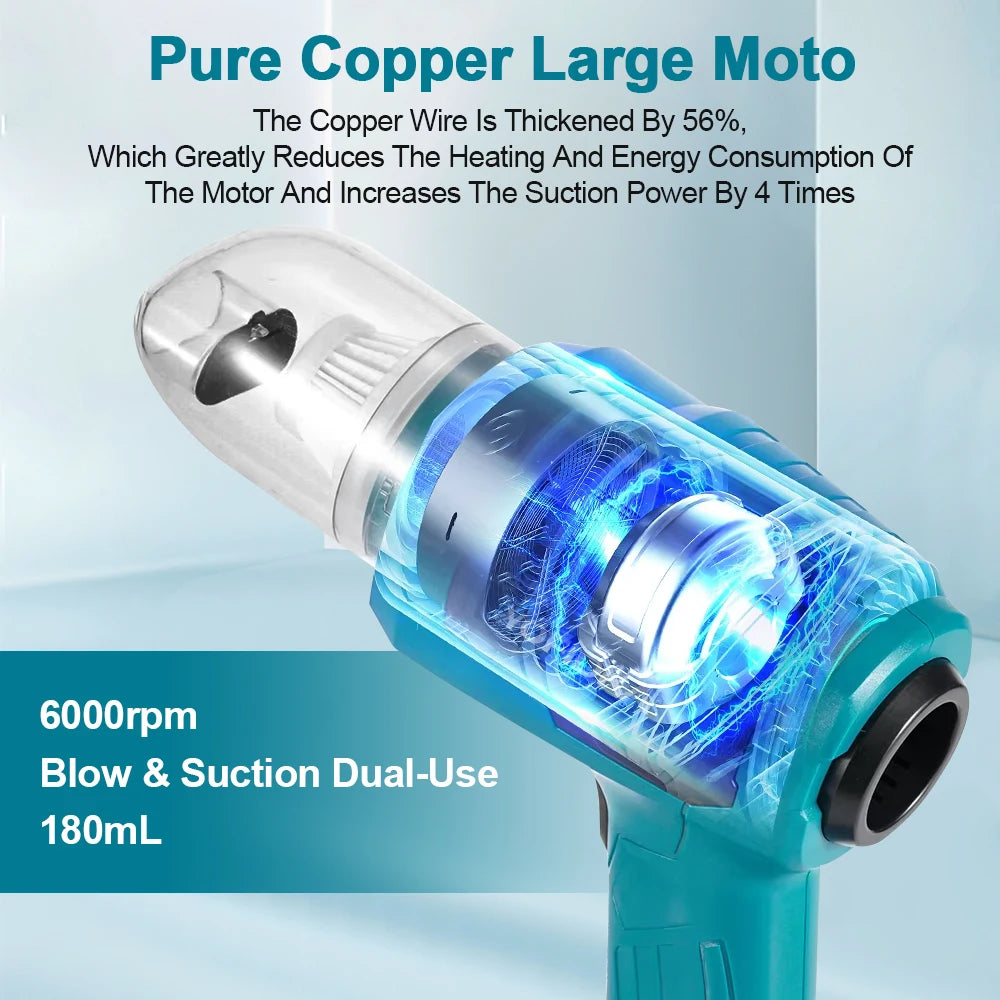 Portable Car Vacuum Cleaner Cordless Handheld Duster Electric Air Blower for Floor Carpet Hair Cleaning for Makita 18V Battery Peaceful Pleasures Health and Wellness