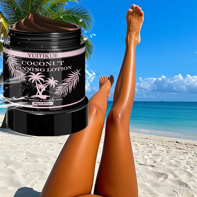 Yuitikue Coconut Tanning Lotion, 80g Natural Coconut Tanning Cream for Face & Body, Moisturizing Sunless Tanner Peaceful Pleasures Health and Wellness