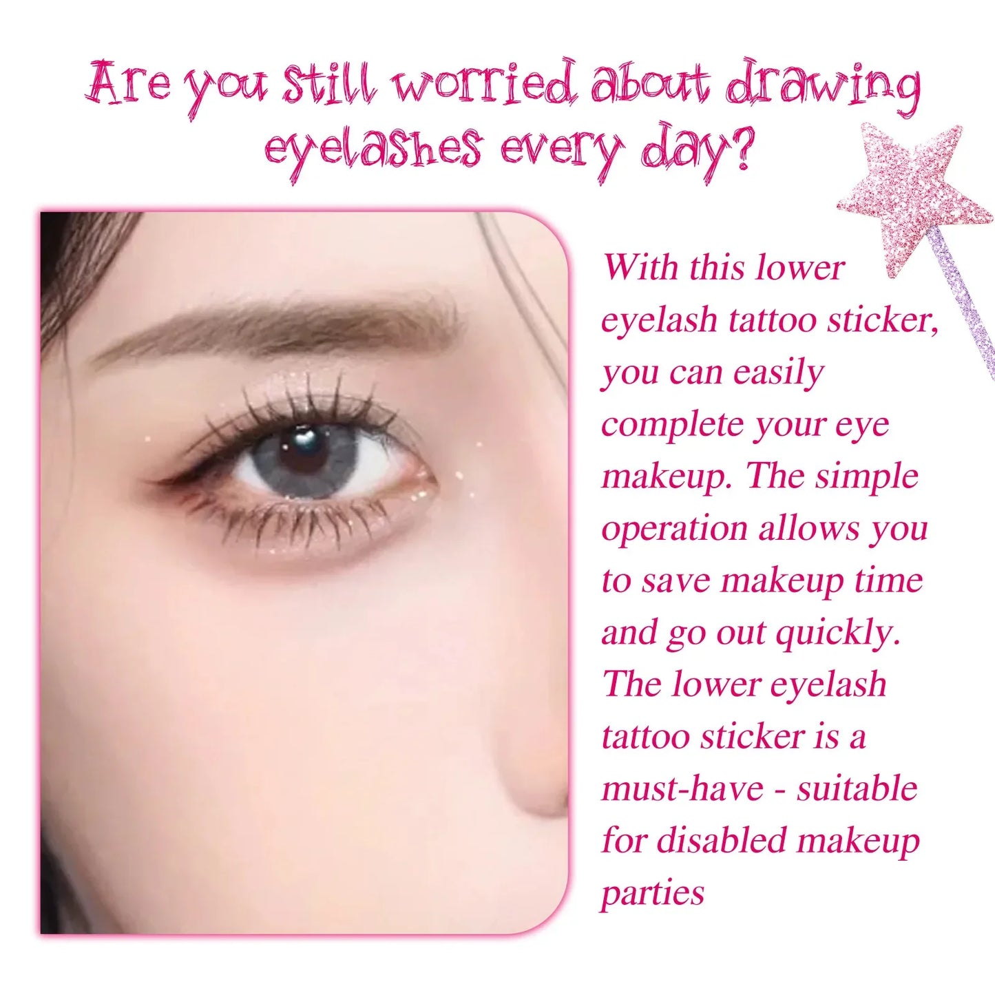 EELHOE Lower Eyelash Tattoo Stickers – 4pcs Fake Lashes