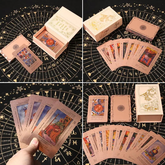 Rose Gold Tarot Cards 78-Card Waterproof Deck & Gift Box Tarot Card Deck Peaceful Pleasures Health and Wellness