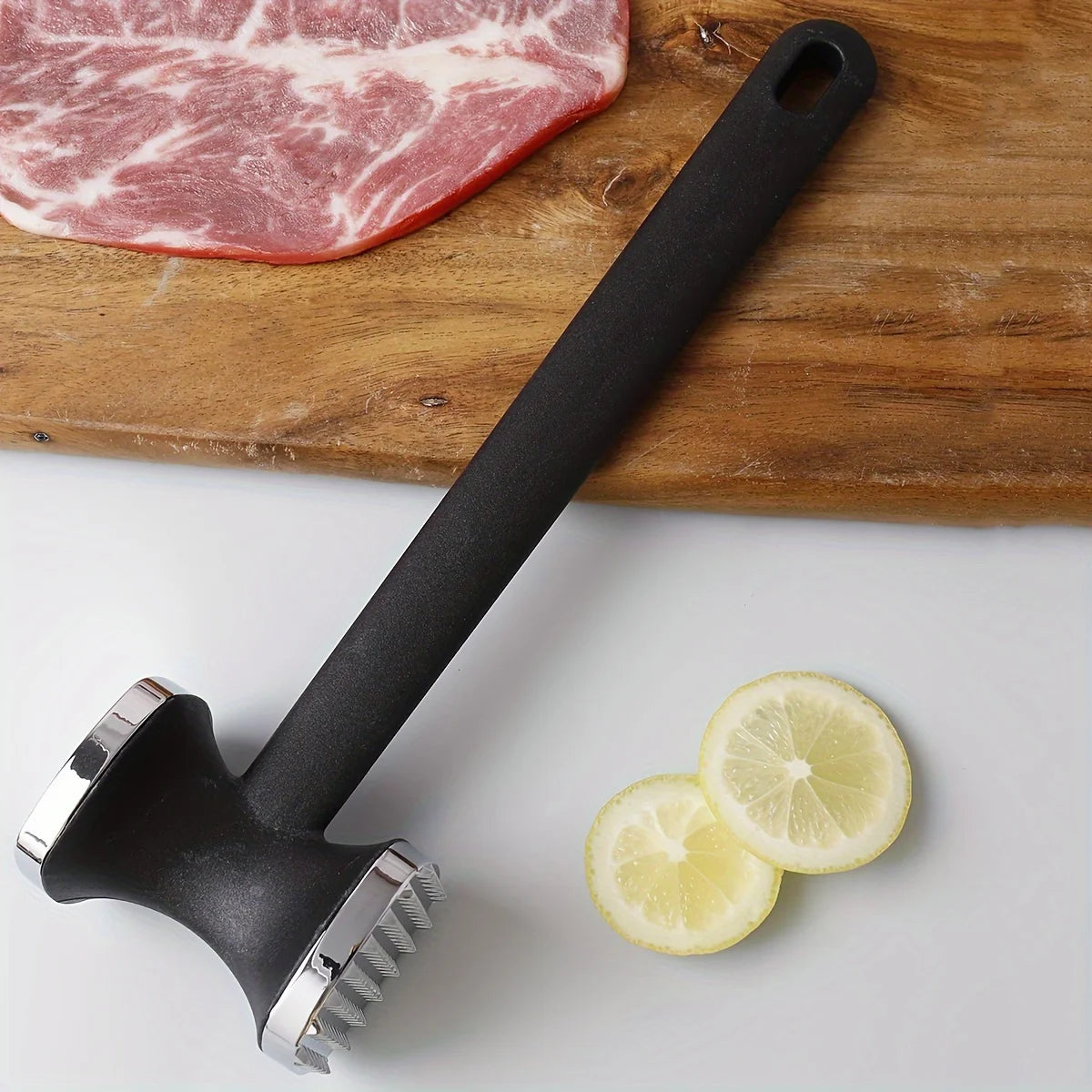 Heavy Duty Stainless Steel Meat Tenderizer Hammer | Rubber Grip