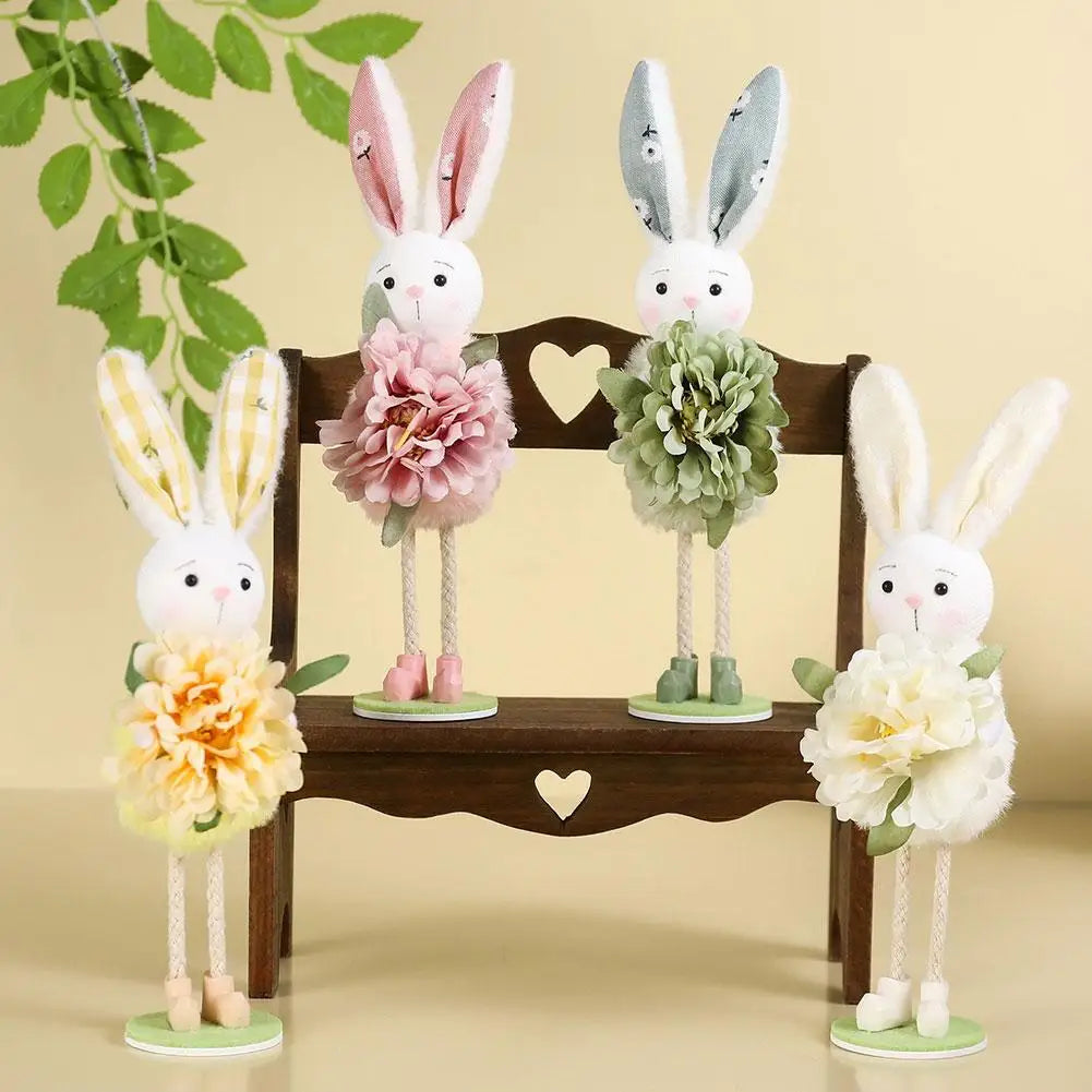 Easter Bunny Figurine | Spring Floral Rabbit Desktop Ornament