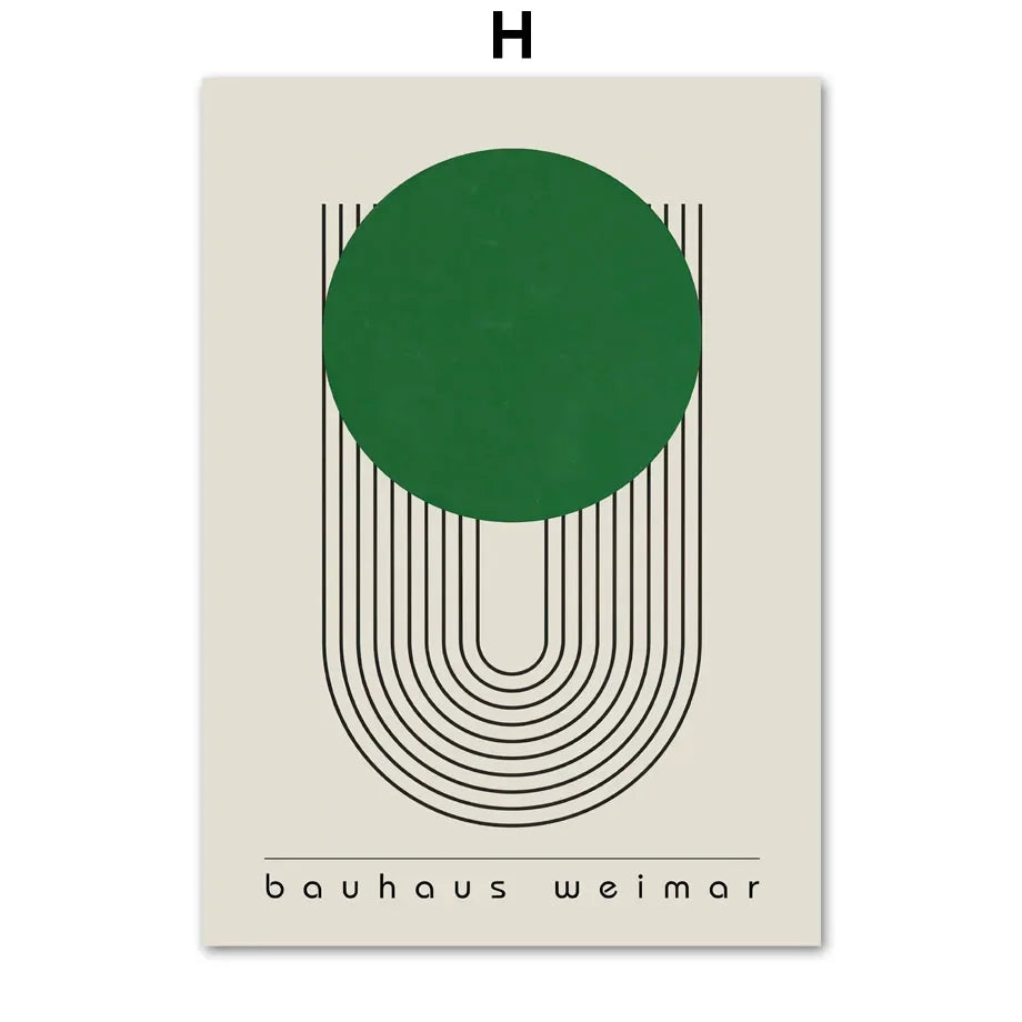 Scandinavian Bauhaus Abstract Green Canvas Wall Art Print