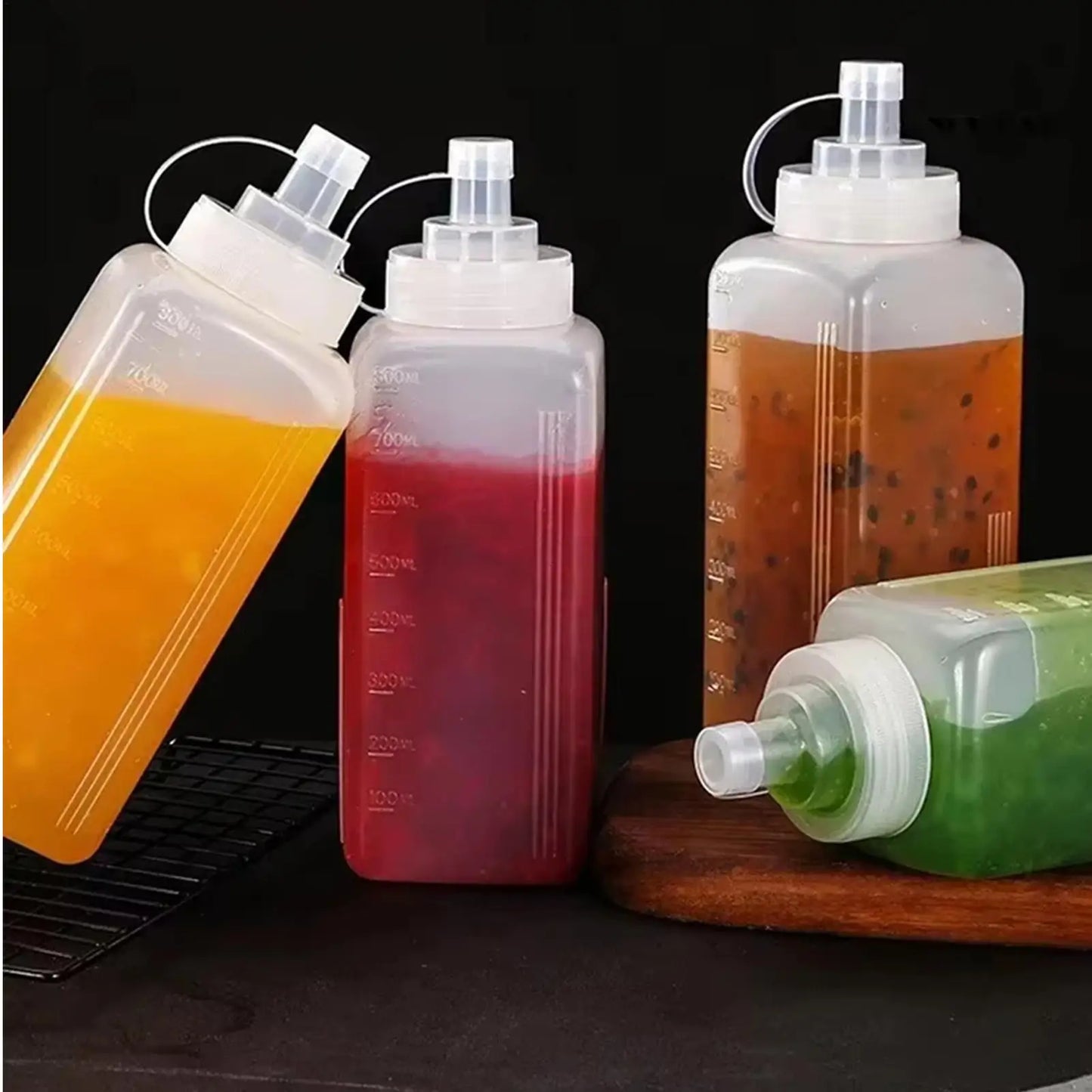 Large Squeeze Condiment Bottle with Nozzle Dispenser & Scale