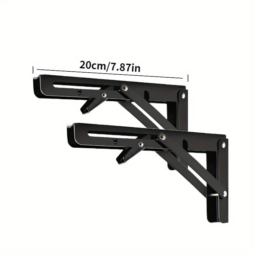 2-Pack Black Folding Bracket Shelf for Camper Van RV Motorhome