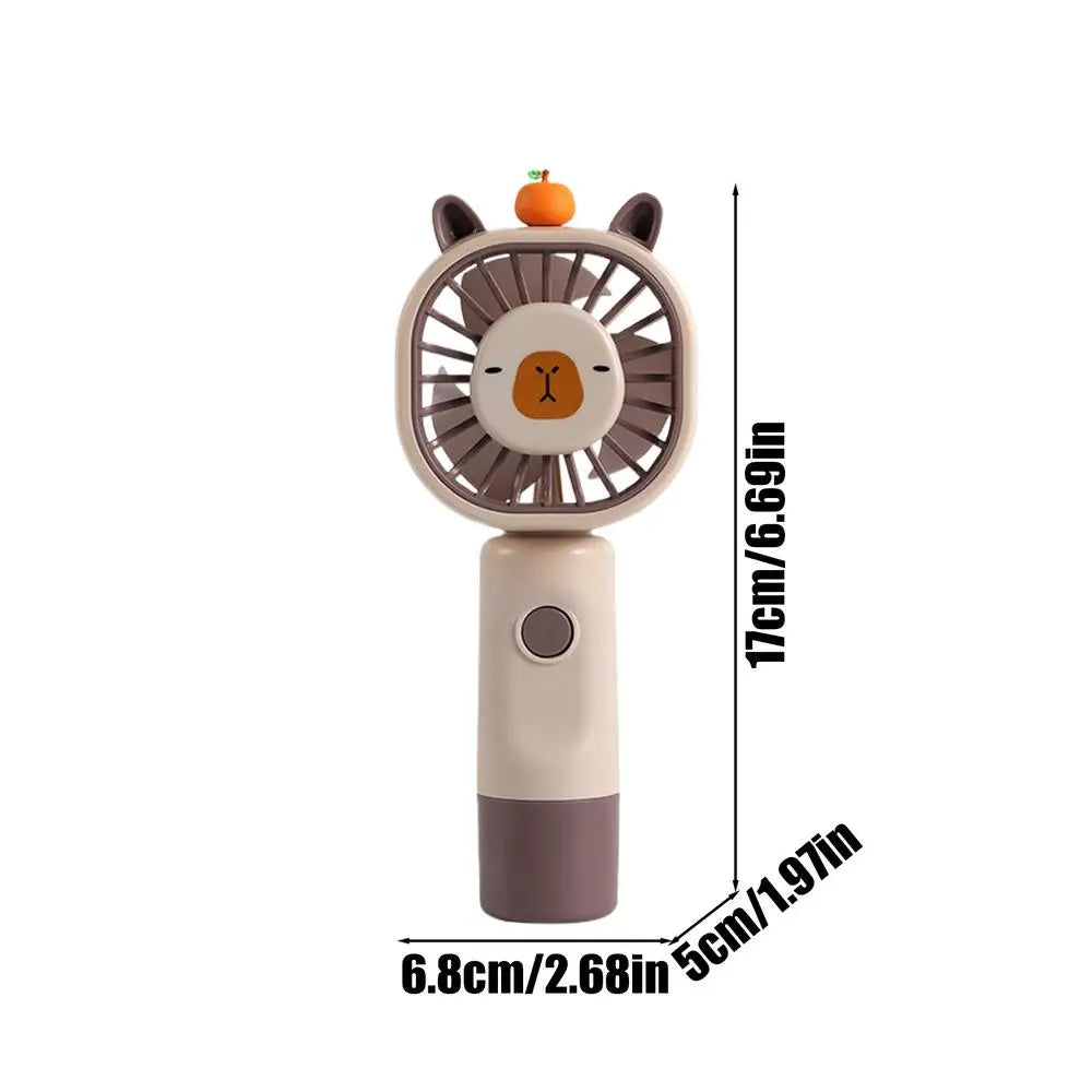 Capybara Handheld Mini Fan – 5-Speed USB Rechargeable Fan