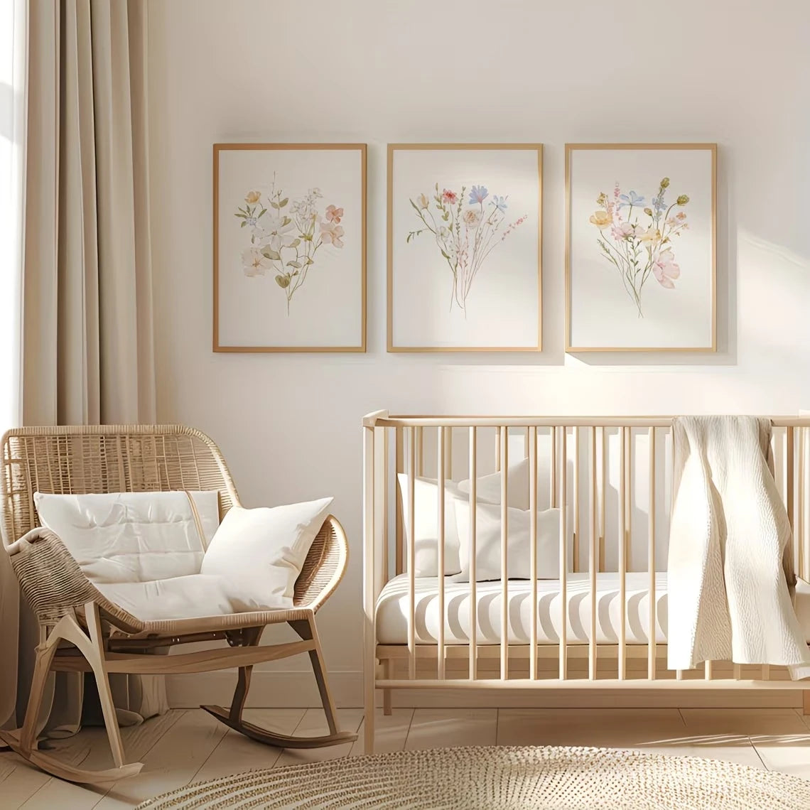 3-Piece Pastel Wildflower Canvas Wall Art | Floral Home Décor