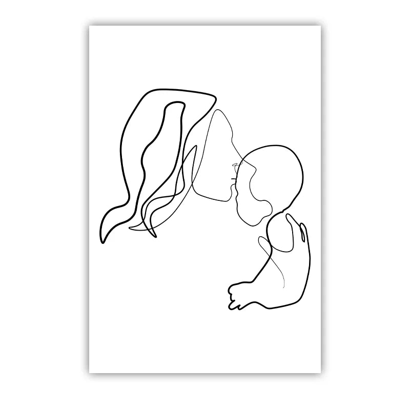 Nordic Mother & Baby Abstract Canvas Wall Art | Minimalist Print Canvas Wall Art Peaceful Pleasures Health and Wellness 01 50x70cm NoFrame China Mainland