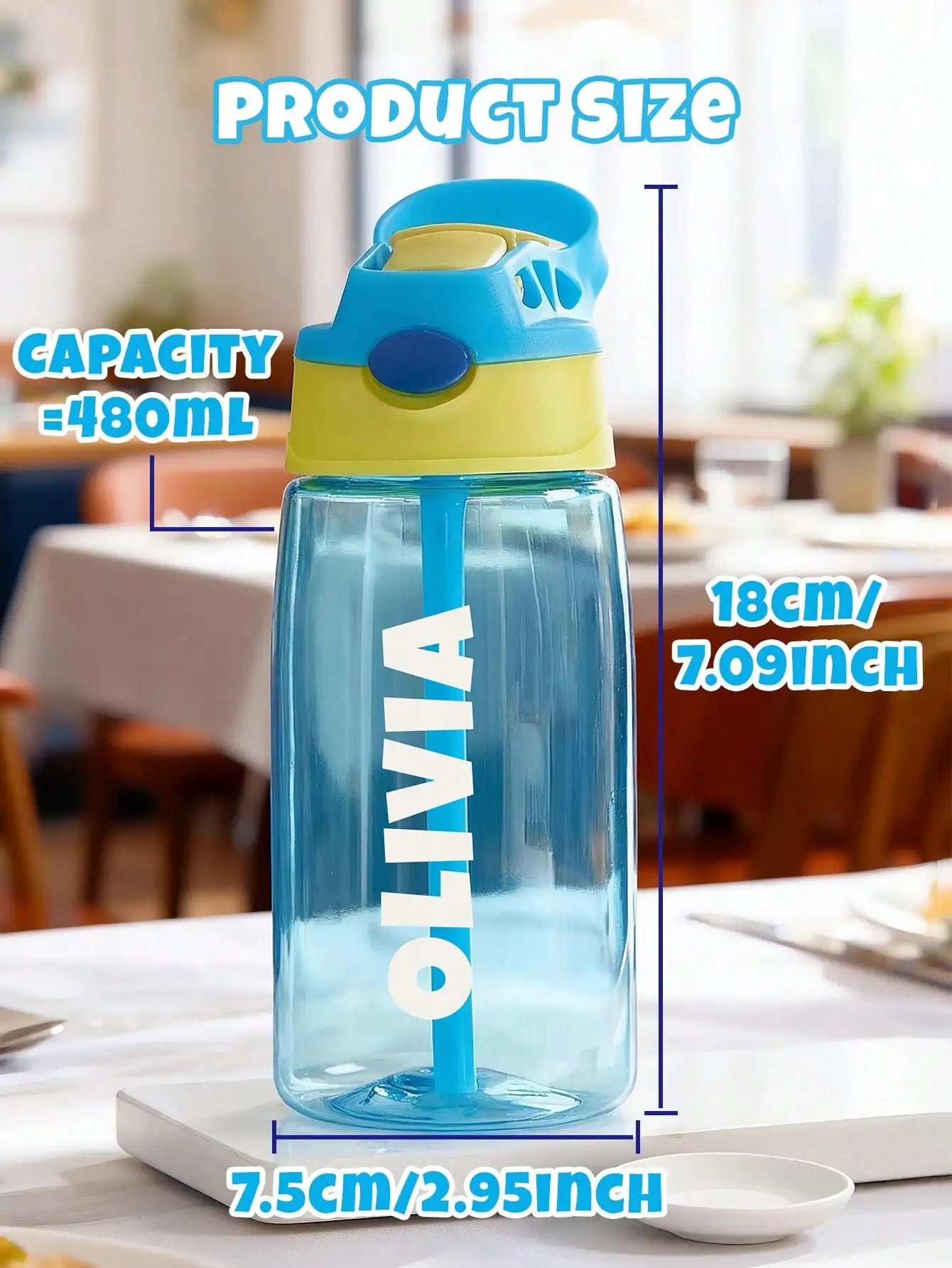 Custom Water Bottle Personalized Name Cup with Straw and Lid 16oz 480ml Gift for Him Her Home Office Peaceful Pleasures Health and Wellness